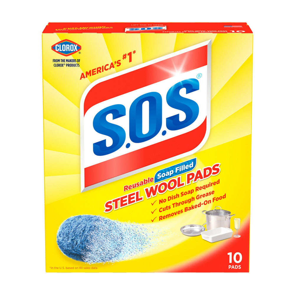 S.O.S Steel Wool Soap Scrubber Sponge Pads, 10 ct